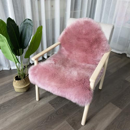 Luxury Beauty Genuine Sheepskin Rug Natural Wool Fluffy Rug|2×3 FT | Misty Pink Sheepskin Area Rug Warm In Winter,Cool In Summer For Living Room Bedroom Study Meeting Room Premium Fur Rug - color: Misty Pink, size: 2' x 3' (sheepskin)