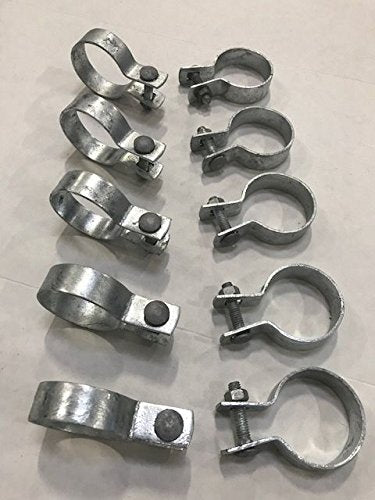 (10 Pack) Brace Bands with Bolts & Nuts for Chain Link Fence, Gate, Posts (2-3/8") - size: 2-3/8"