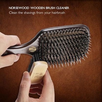 Norsewood Boar Bristle Hair Brush Set, Soft Bristle Detangler for Long, Short, Thin, Curly, Straight, or Wavy, Hairbrush for Enhancing Shine, Great for Men, Women, and Kids (Pack of 2) - size: Detangler Brush (Pack of 2)