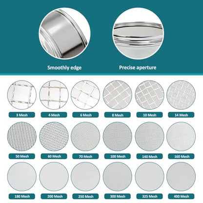 Full 304 Stainless Steel Mesh Sieve Screen, LVDALAB 80 Mesh (0.2mm) Aperture, 2.4inch(6CM) Dia Standard Sample Analysis Test Sieves Sifters Strainer for Industrial Laboratory Homes - size: 80 Mesh(0.2mm)/Ф2.4in(6CM)