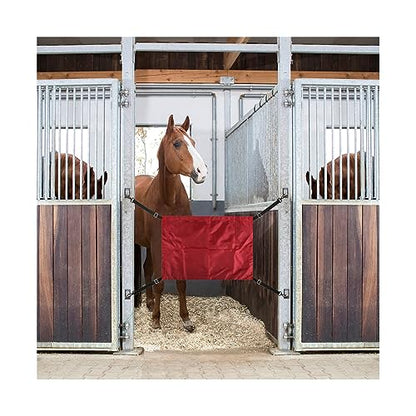 Horse Stall Guard with Swivel Snap Hook,Horse Stall Aisle Guard Fence with Ajustable Straps Strong Metal Push Gate Clip Equestrian Products - color: Red