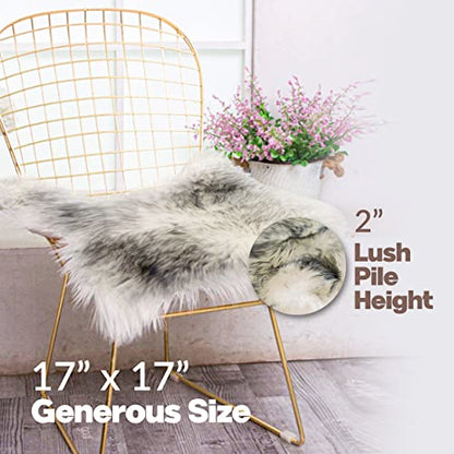 Natural Sheepskin Chair Pad, Non-Slip, Gradient Grey, 2 Pack - color: Gradient Grey, size: 2 Count (Pack of 1)