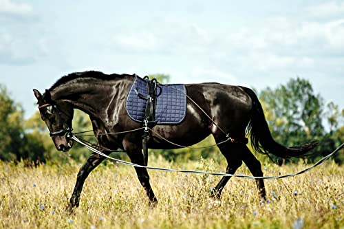 Soft Padded Lunge Line Rein Lead for Horses 27ft Looped Handle Swivel Clip (Navy/Wine) - color: Navy/Wine