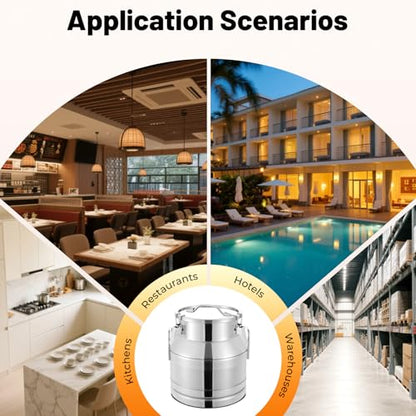 20L/5.3Gallon Stainless Steel Milk Can Wine Pail Bucket Water Jug Liquid Storage Pail w/Lid Commercial Fermentation Barrel Heavy Duty Liquid Storage Kitchen Rice Cereal Grain Coffee Bean Container - size: 20L