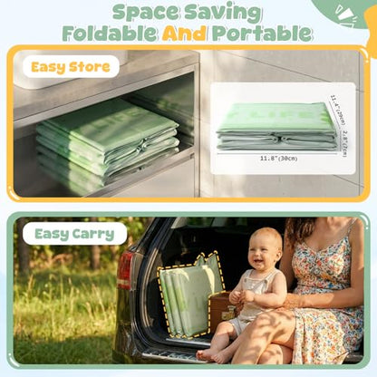 Orzbow Portable Toddler Bathtub with Temperature Sticker & Side Drain Plug | Collapsible Baby Bath Tub for Infant Kids 6 Months+ Travel, Easy to Clean, Stable & Durable, Fold to Space-Saving, Green