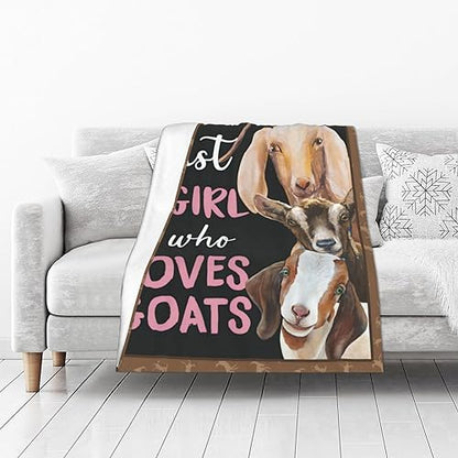 Goat Blanket Gift Just A Girl Who Loves Goats Cozy Plush Throw Blanket Flannel Fleece Ultra Soft Fuzzy Animal Lover Party Blankets for Adult Kids Boys Women Men 50"X40" - color: Three Goats, size: 50"x40"