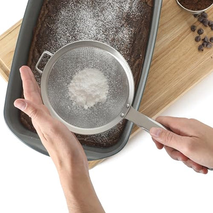 Calphalon Prime 5-Inch Stainless Steel Hand Strainer, Fine Mesh Kitchen Sieve for Draining, Rinsing, Sifting Flour, Straining Tea, Pasta & Food Prep - color: Stainless Steel (Prime - Strainer)