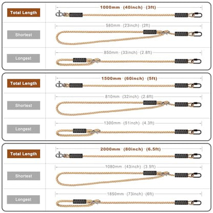 SELEWARE 3ft Tree Swing Rope, Adjustable Hammock Straps Hanging Kit - color: Beige - 2 Pack, size: 3ft