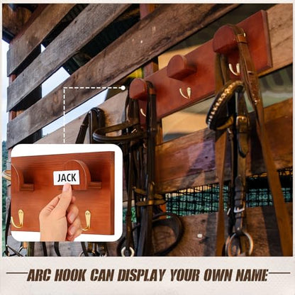 Teenyyou 2 Pcs Wooden Bridle Rack Wall Mount, Vintage Horse Tack Hooks