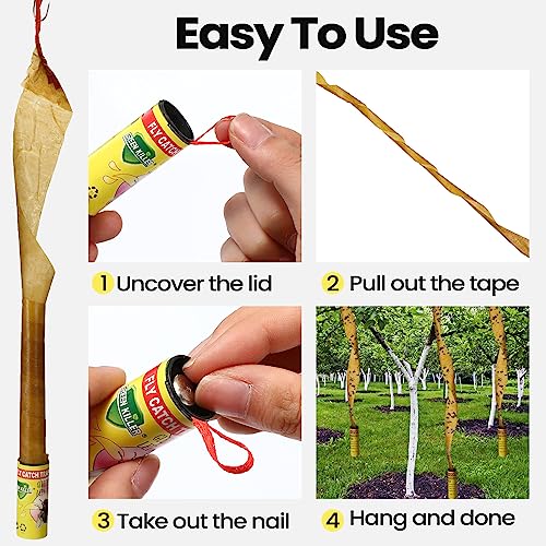 Qualirey 80 Pack Fly Strips Sticky Fly Trap Indoor Outdoor Hanging Fly Ribbon Tape Paper Flying Insect Trap Gnat Killer Traps for Fruit Flies, Bug, Insect, Pest (Yellow) - color: Yellow
