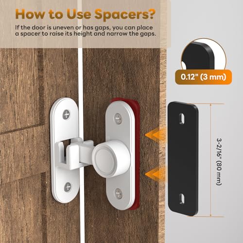 Sliding Barn Door Lock - 90/180° Flip Door Latch (White-1 Pc) - color: White-1 Pc