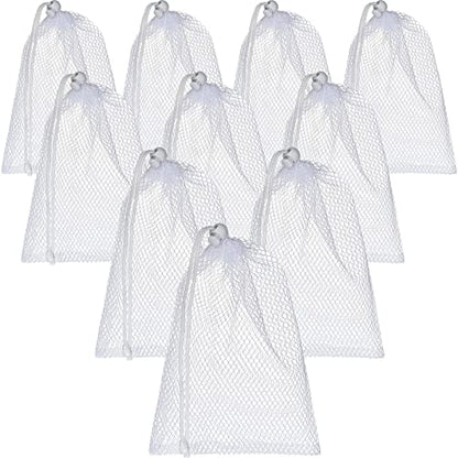 TecUnite 10 Pack Mesh Drawstring Bags for Laundry, 11.8 x 7.5 Inch, White - color: White, size: 11.8 x 7.5 Inch