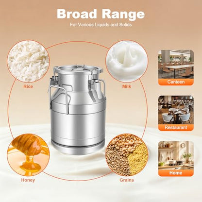 10L/ 2.64 Gallon Seamless 201 Stainless Steel Milk Can with Lid - size: 10L