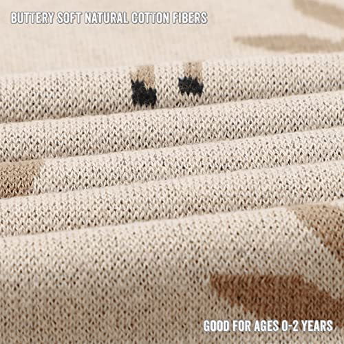 Knit Baby Swaddle Blanket - 100% Cotton Soft Cozy Receiving Swaddling Stroller Blanket Quilt for Shower Gift Registry for Newborns Infants Toddlers Gender Neutral (Deer - Taupe) - color: 07 - Deer - Taupe