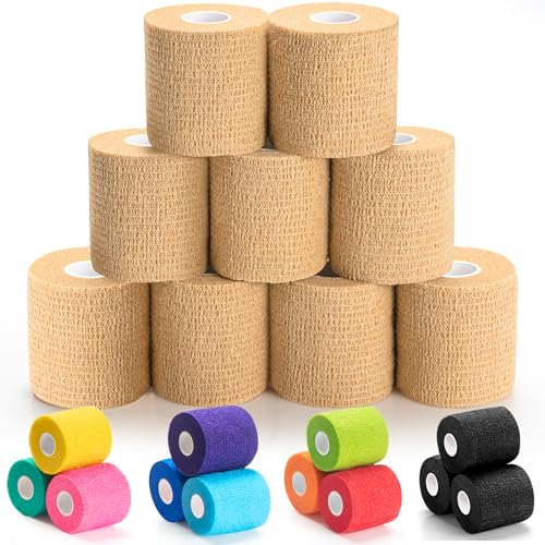 Self Adhesive Bandage Wrap, 2 Inch Elastic Cohesive Athletic Wrap Vet Wrap - color: Beige