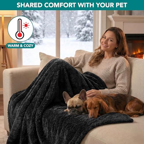 PetAmi Fluffy Sherpa Waterproof Dog Blanket for Small Pet Cat, 24x32 Black - color: Black, size: Small (24x32)