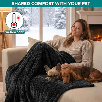 PetAmi Fluffy Sherpa Waterproof Dog Blanket for Small Pet Cat, 24x32 Black - color: Black, size: Small (24x32)