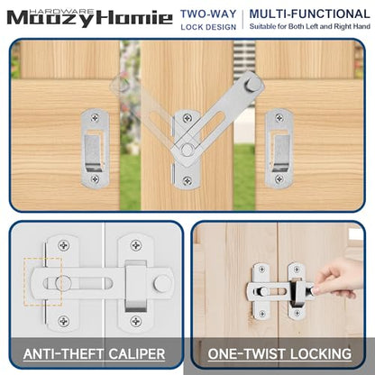 4 Inch Flip Latch Gate Latches, 180 Degree Flip Barn Door Lock Latch, Heavy Duty SUS304 Stainless Steel Flip Sliding Latch, Bolt Buckle Lock for Barn Sliding Doors, Brushed Nickel, 2 Pack - color: Brushed Nickel