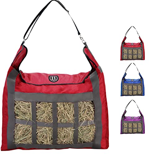 Harrison Howard Premium Durable Slow Feed Horse Hay Bags Oxford Cloth Heavy Duty Large Capacity Horse Feeding Bag-Scarlet Red - color: Scarlet Red