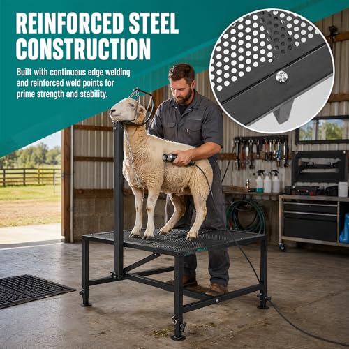 Sheep Grooming Table, 650 LBS Adjustable Goat Milking Stand, Black - color: Black
