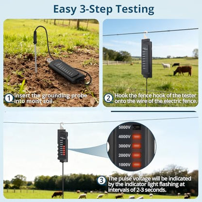 Electric Fence Tester 8KV, Fence Voltage Tester 8 Neon Lights Fault Finder