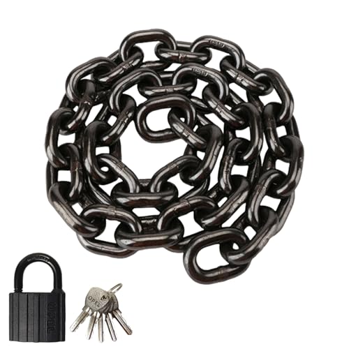 Heavy Duty Security Chain Lock with Padlock, 43 Inch 8mm Manganese Steel Chain, Anti-Rust & Anti-Theft - for Bike, Scooter, Motorcycle, Door, Gate, Fence