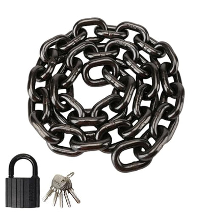 Heavy Duty Security Chain Lock with Padlock, 43 Inch 8mm Manganese Steel Chain, Anti-Rust & Anti-Theft - for Bike, Scooter, Motorcycle, Door, Gate, Fence