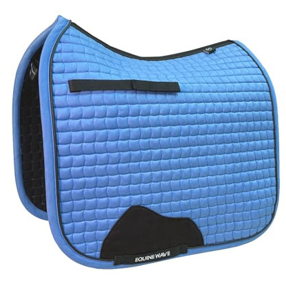 EQUINEWAVE Aria Soft Suede Dressage Saddle Pad – Breathable Moisture-Wicking Lining, Shock-Absorbing Cushion, Contoured Spine, English Horse Saddle Pad - color: Sky Blue