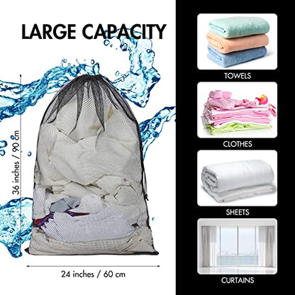 Berlune 30 Pack Large Mesh Laundry Bags - color: Black