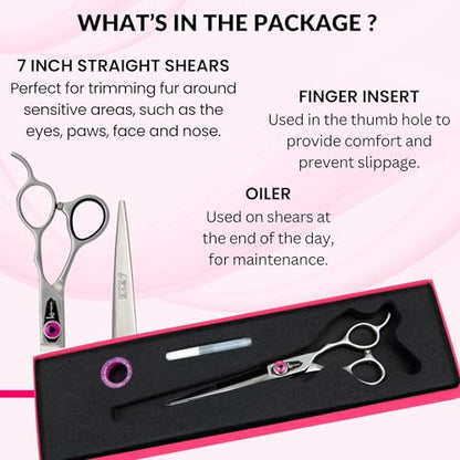 Kenchii Love Dog Grooming Shears, 7in Straight - size: 7.0" Straight