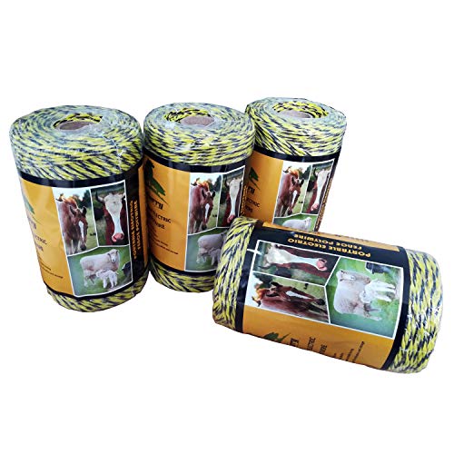 Farmerry Portable Electric Fence Polywire with 6 Conductors, Yellow and Black, 656 Feet, 200 Meters - size: 656 Feet