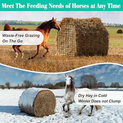 Round Bale Hay Net for Horses, 5x5 Feet Feeding Hay Net