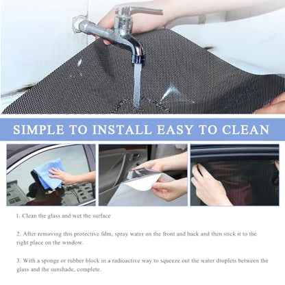 4 PCS Car Side Window Sunshade, Sun Blocking Static Cling Films Stickers Auto Sunshade, Reusable Block UV Rays Heat Insulation Privacy Protector Car Film for Most Vehicles