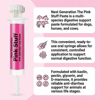 Next Generation The Pink Stuff Paste for Dogs Horses Cows, Anti Diarrhea Digestive Support Paste, Oral Syringe Easy Dosing, Kaolin Pectin Formula, Livestock and Pet Use, 80 ml