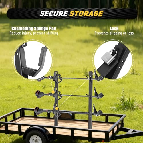 Black 3 Place Trimmer Weed Eater Rack for Open & Enclosed Trailer - size: 3 lock