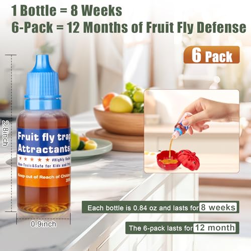 Fruit Fly Trap Refill Liquid, Gnat Killer&Fruit Fly Catcher Bait Refill, - color: Blue, size: 6