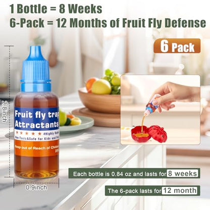Fruit Fly Trap Refill Liquid, Gnat Killer&Fruit Fly Catcher Bait Refill, - color: Blue, size: 6