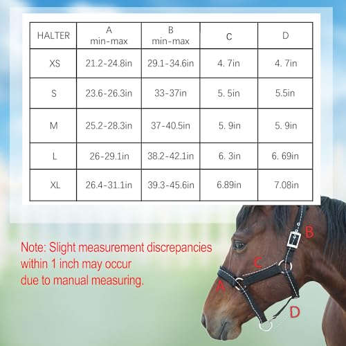 Adjustable Horse Halter with Fleece Padding, Available in Black, Red, Blue - color: Black, size: Small