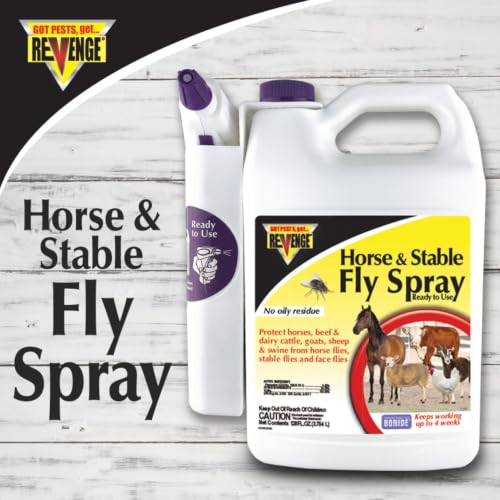 REVENGE Horse & Stable Fly Spray, 128 oz Ready-to-Use with Power Sprayer, Long Lasting Flea and Tick Control - size: 64 oz