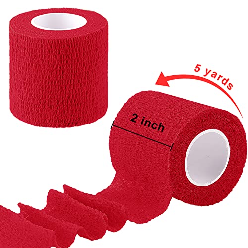 BQTQ 40 Rolls Self Adhesive Bandage Wrap 2 inch Self Adherent Tapes(Red) - color: Red, size: 2 Inch
