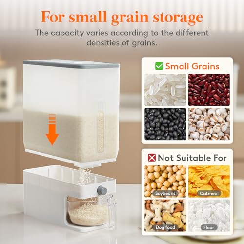 Lifewit Rice Dispenser 25 Lbs, Airtight Storage with Measuring Cup, Clear - color: Clear