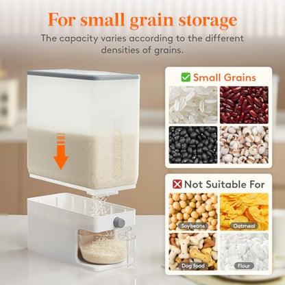 Lifewit Rice Dispenser 25 Lbs, Airtight Storage with Measuring Cup, Clear - color: Clear