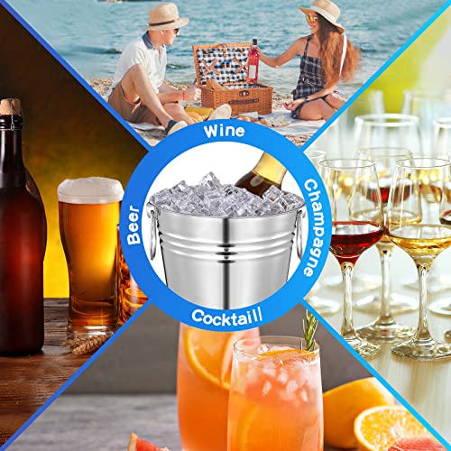 Mumufy 6 Pcs 3.3 Qt / 3 L Champagne Ice Buckets Stainless Steel Ice Bucket with Handles,Drink and Wine Chiller Great for Home Bar Club Party Supplies, Chilling Champagne and Sparkling Wine (Silver) - color: Silver
