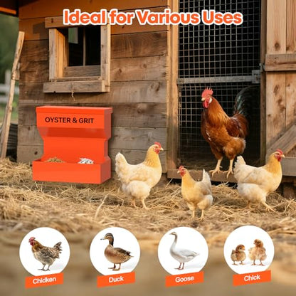 CHUANGFENG Chicken Feeder – Wall Mounted Metal Oyster Shell & Grit Feeder for Chickens, Heavy Duty Coop Feeder with Rust-Resistant Steel, Ideal for Backyard Poultry & Small Farms