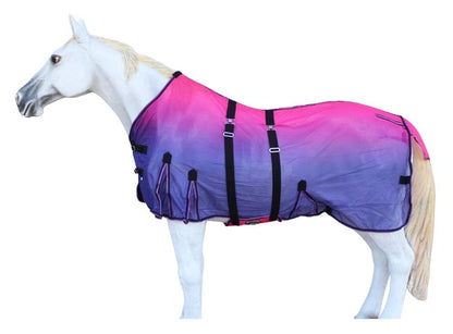 70" Horse Mesh Lightweight Breathable Summer Spring Sheet Bellyband 73439 - color: Purple Pink Ombre, size: 70 inches