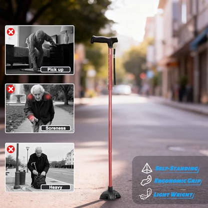 Travel Walking Cane,‌1.36 lb,15.75" Folded,Under 5'9",Red - color: Basic Red Cane(30.31-37.40in)