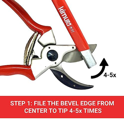 Kimura® 5” Pro Garden Tool Blade Sharpener - Premium Carbide Sharpener, Multipurpose Usage, Ideal for Pruners, Loppers, Garden Shears, Knives, Scissors & Hatchets, Ergonomic Non-Slip Vinyl Grip