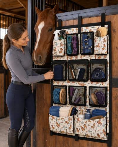 Horse Trailer Organizer & Grooming Bag, Heavy Duty Hanging Door Caddy