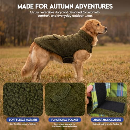 ASENKU Dog Winter Coat, Reversible Dog Jacket for Small Medium Large Dogs - color: Army Green, size: X-Small