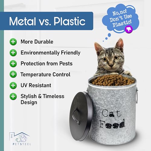 Large 60lb Dog & Medium 30lb Cat Pet Food Storage Canister with Scoop – Durable & Airtight for Freshnesss, Minimalist Design & Recyclable, Metal Container (Combo - Large Dog Bin & Med Cat Bin) - size: Combo - Large Dog 60lb & Medium Cat 30lb